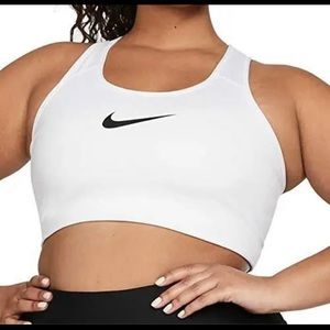 NWT -Nike Swoosh Womens Dri Fit Med Support Unpadded Sports Bra Plus Sz 1X White
